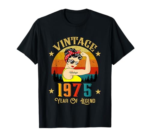 Vintage 1975 Cumpleaños Mujeres 51 Años Divertido Vintage 1975 Camiseta