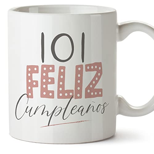 MUGFFINS Tazas 101 Cumpleaños - En Español - ¡Feliz Cumpleaños! Rosa - 11 oz / 330 ml - Regalo...
