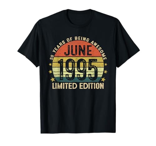 Original 1995 30 Cumpleaños Hombre Junio 1995 30 Años Camiseta