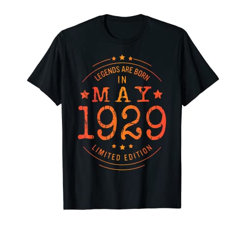 Cumpleaños Mayo 1929 Edición Limitada Regalo Legend May Camiseta