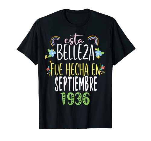 Hecha En septiembre 1936 Mujer Regalo 86 años Cumpleaños Camiseta