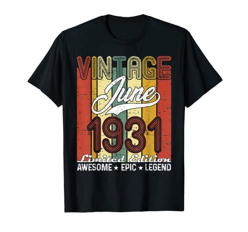 Edición Limitada Junio 1931 90 Cumpleaños Vintage Camiseta