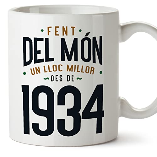 MUGFFINS Tazas 1934 Cumpleaños - En Catalán - Fent del Món un Lloc Millor - 11 oz / 330 ml -...