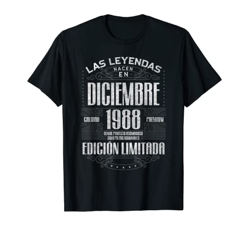 Las Leyendas Nacen En Diciembre 1988 35 Años Cumpleaños Camiseta