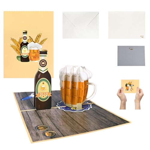 Tarjeta de cumpleaños 3D emergente de cerveza para hombres, divertida tarjeta de cumpleaños con...