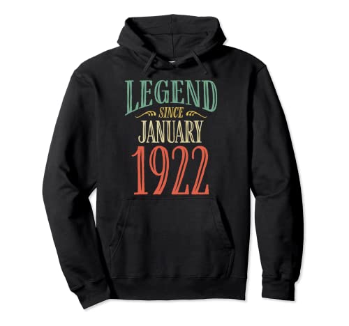 Leyenda desde enero de 1922 Diseño de cumpleaños Sudadera con Capucha