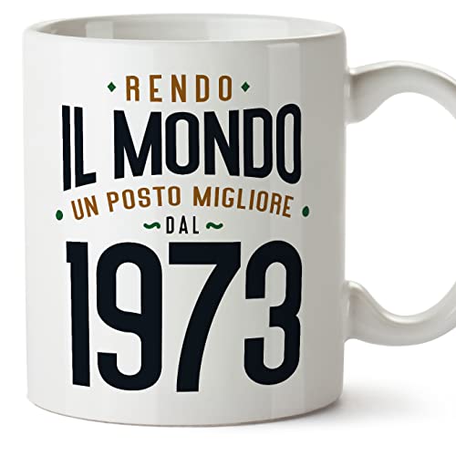 MUGFFINS Tazas 1973 Cumpleaños - En Italiano - Rendo il Mondo un Posto Migliore - 11 oz / 330 ml -...
