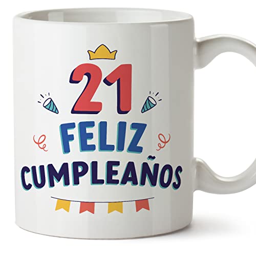 MUGFFINS Tazas 21 Cumpleaños - En Español - ¡Feliz Cumpleaños! - 11 oz / 330 ml - Regalo...
