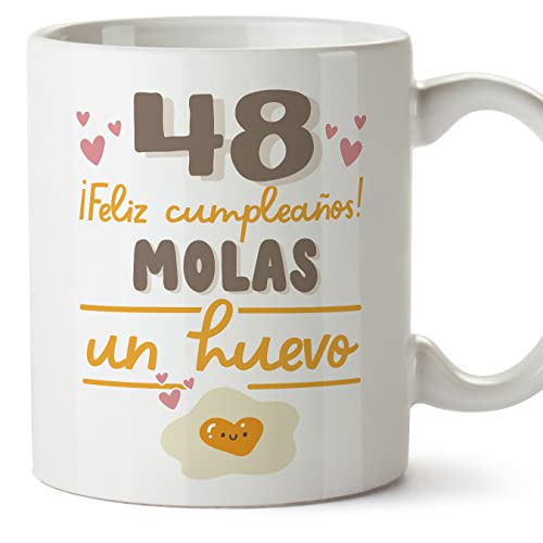 MUGFFINS Tazas 48 Cumpleaños - En Español - Feliz Cumpleaños Molas un Huevo - 11 oz / 330 ml -...