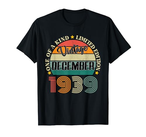 85 Años Vintage Diciembre 1939 85 Cumpleaños Retro Camiseta