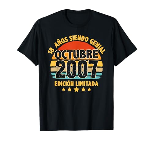 Octubre 2007 18 Años Hombre Cumpleaños Regalo Octubre 2007 Camiseta