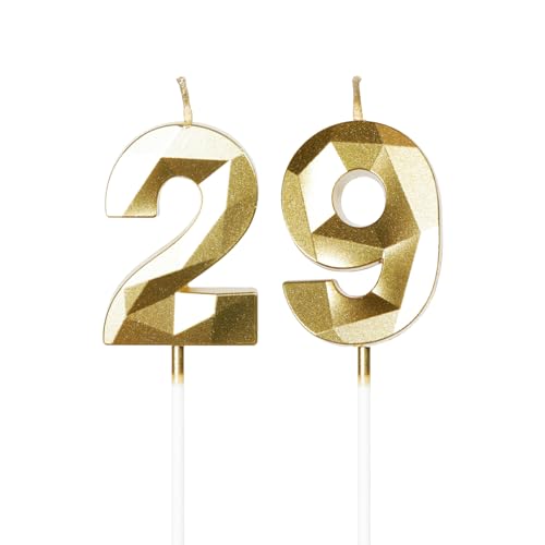 Yiran Velas de Cumpleaños 29, Vela Número 29, Vela Dorada para Pastel, Vela Feliz, Decoraciones de...