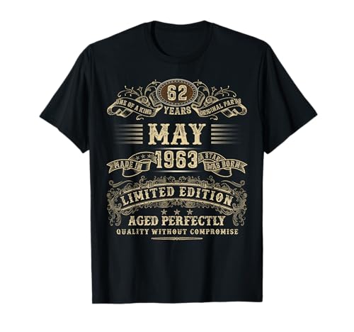 Mayo de 1963 Regalos de cumpleaños de 62 años para hombres 62 cumpleaños Camiseta