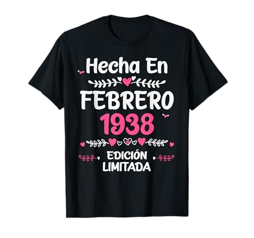 87 Cumpleaños Mujer 87 años Hecha En 1938 Febrero Camiseta
