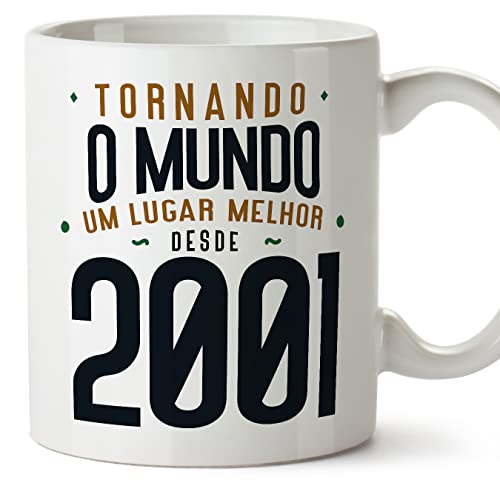 MUGFFINS Tazas 2001 Cumpleaños - En Portugués - Tornando o Mundo um Lugar Melhor - 11 oz / 330 ml...
