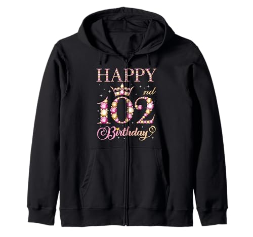 Feliz cumpleaños 102 años 102 años Hombres Mujeres Fiesta de cumpleaños Sudadera con Capucha