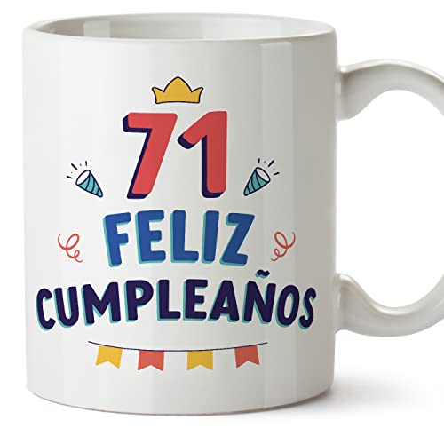 MUGFFINS Tazas 71 Cumpleaños - En Español - ¡Feliz Cumpleaños! - 11 oz / 330 ml - Regalo...