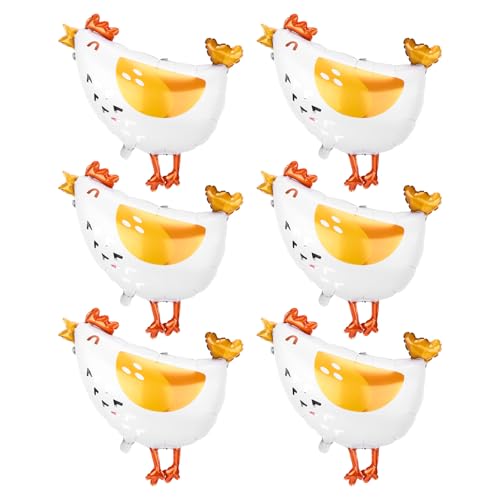 BOXOB 6 Globos de Aluminio Pollo, 65 x 63 cm Globos Grandes Animales de Granja con Patas...