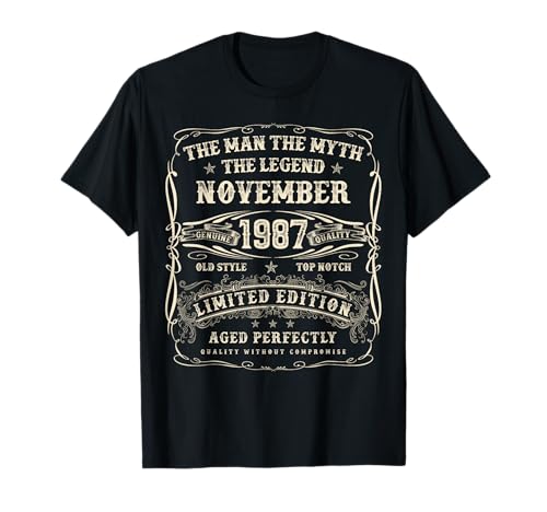 Noviembre de 1987 Regalos de cumpleaños número 38 para Hombres de 38 años Camiseta