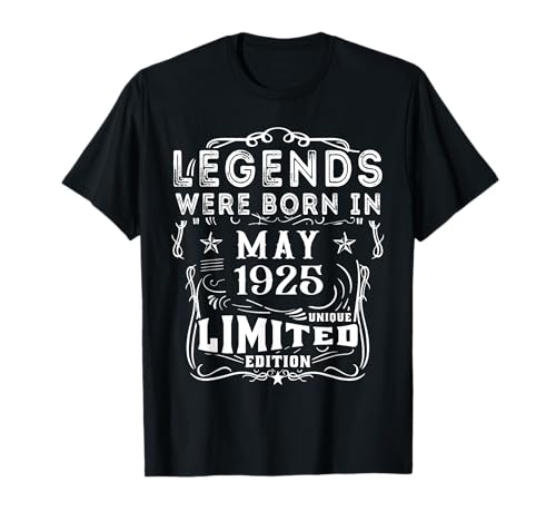 Cumpleaños Mayo 1925 Edición Limitada Regalo Legend May Camiseta