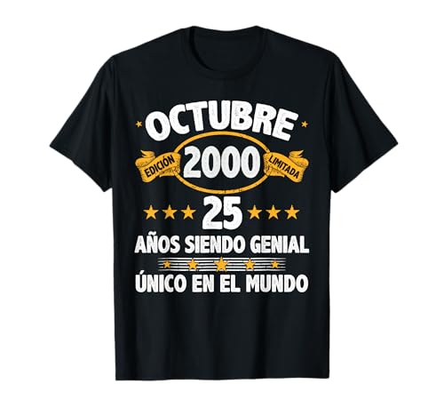 Octubre 2000 25 Años Hombre Cumpleaños Regalo Octubre 2000 Camiseta