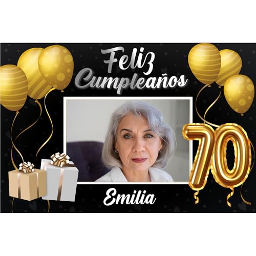 Photocall Cumpleaños 70 - Photocall para Decoración Cumpleaños con Diseño Elegante Y Duradero,...