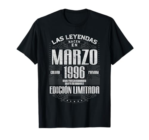 Las Leyendas Nacen En Marzo 1996 29 Años Cumpleaños Camiseta