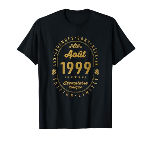 23 años Cumpleaños Las Leyendas nacen en Agosto de 1999 Camiseta