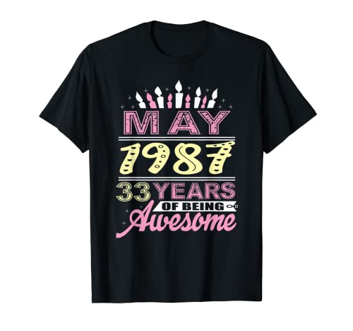 Vela de regalo para fiesta de cumpleaños de 33 años de mayo de 1987 Camiseta