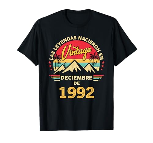 33 Años Cumpleaños Vintage Nacido En Diciembre 1992 Camiseta