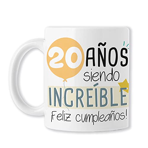 TEDEDIKO ¡FELICIDADES! (Taza ¡Feliz 20 cumpleaños! Divertido detalle de aniversario Para Hombre o...