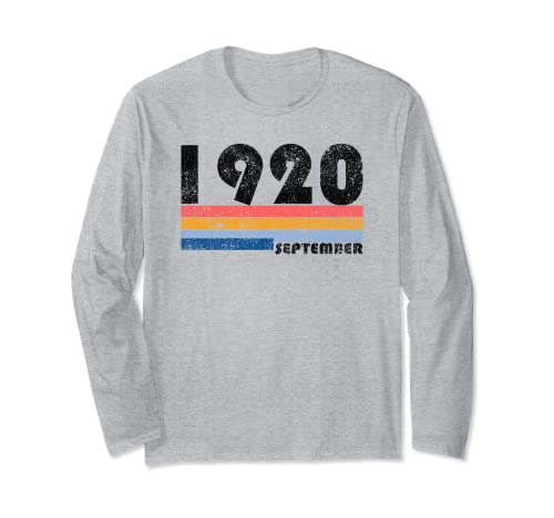 Regalo de cumpleaños 99 Retro Nacido en septiembre de 1920 Manga Larga