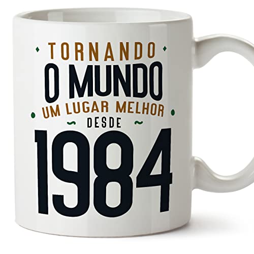 MUGFFINS Tazas 1984 Cumpleaños - En Portugués - Tornando o Mundo um Lugar Melhor - 11 oz / 330 ml...