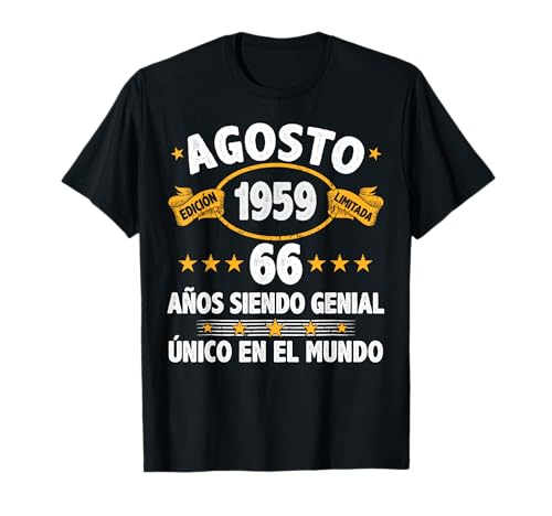 Agosto 1959 66 Años Hombre Cumpleaños Regalo Agosto 1959 Camiseta