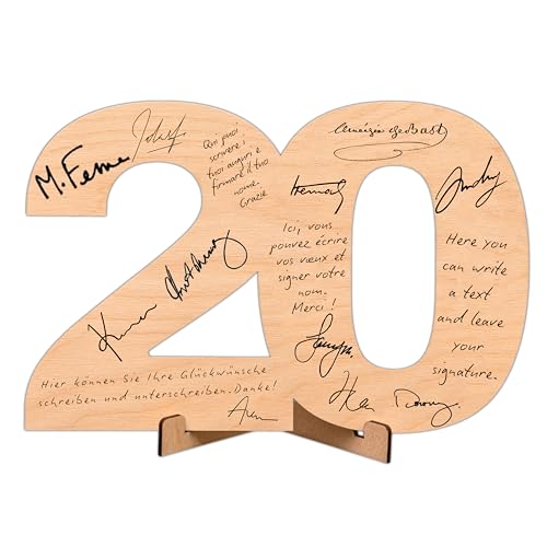 CUBIBOO ART Número de Madera 20 Cumpleaños Aniversario con Soporte - Regalo Chica 20 Años -...