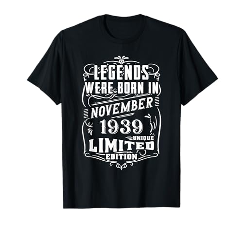 Cumpleaños Noviembre 1939 Edición Limitada Regalo Vintage Camiseta