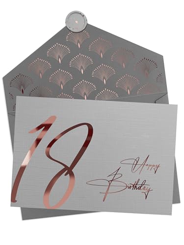 JoliCoon Tarjeta 18 cumpleaños - Happy Birthday 18 - Tarjeta felicitacion 18 cumpleaños con sobre...