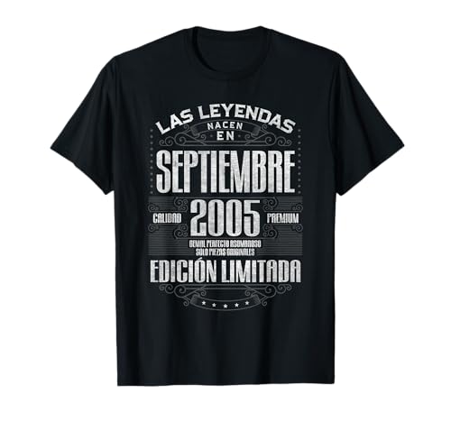 Las Leyendas Nacen En Septiembre 2005 21 Años Cumpleaños Camiseta