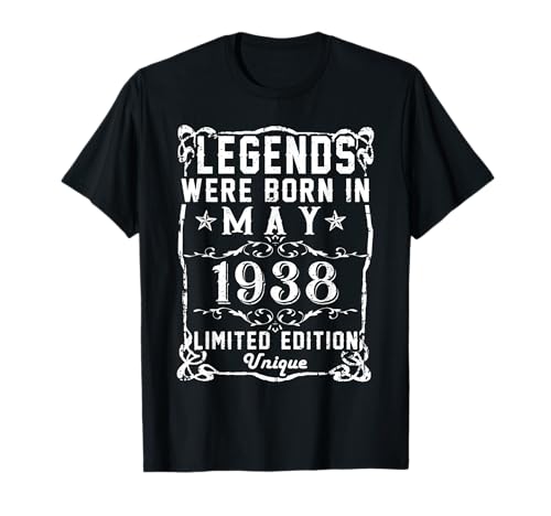 Cumpleaños Mayo 1938 Edición Limitada Regalo Legend May Camiseta
