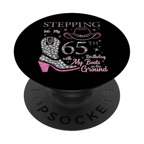 Entrando en mi 65 cumpleaños con mis Botas en el Suelo PopSockets PopGrip Adhesivo