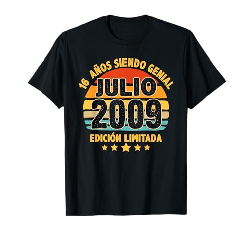 Julio 2009 16 Años Niño Cumpleaños Regalo Julio 2009 Camiseta