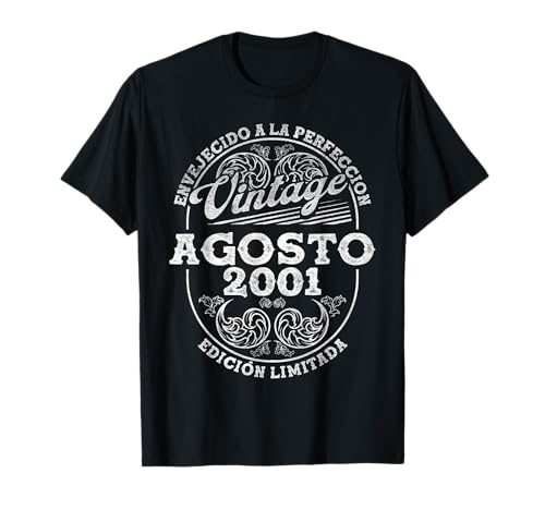 Agosto 2001 Vintage - 25 Años Regalo Cumpleaños Hombre Camiseta