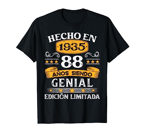 88 Años Cumpleaños Regalo Hombre Hecho En 1935 Hecho En 1935 Camiseta