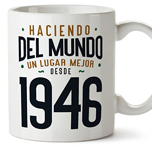 MUGFFINS Tazas 1946 Cumpleaños - En Español - Haciendo del Mundo un Lugar Mejor - 11 oz / 330 ml - Regalo original y divertido