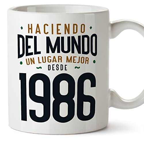 MUGFFINS Tazas 1986 Cumpleaños - En Español - Haciendo del Mundo un Lugar Mejor - 11 oz / 330 ml -...