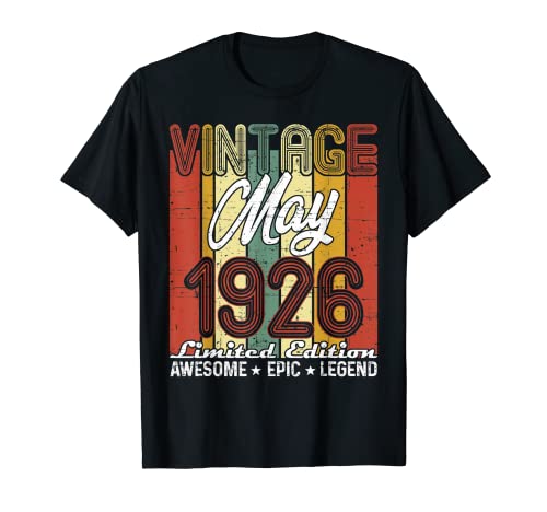 Edición Limitada Mayo 1926 95 Cumpleaños Vintage Camiseta