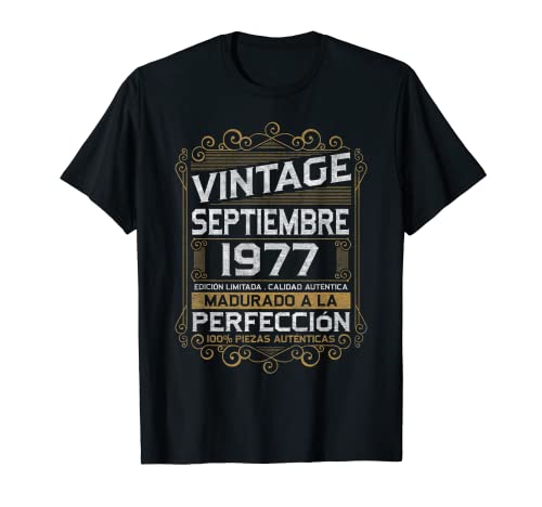 Septiembre 1977 Vintage Regalo 46 Años Cumpleaños Hombre Camiseta