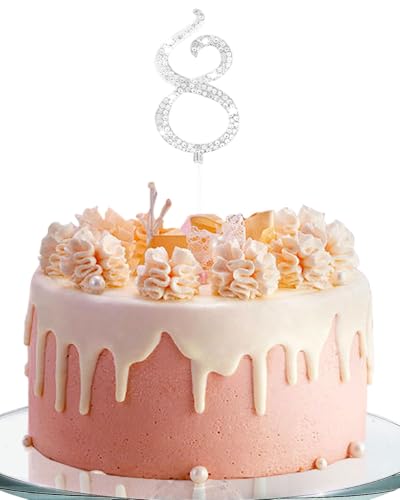 WUNZILO Decoración de La Torta del Aniversario,Decoración Pastel Número,Número Rhinestone Cake...