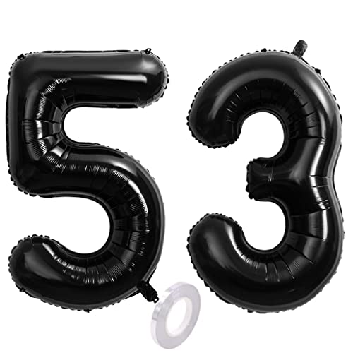 Foil Globo Número 53 Negros Globo Número 53 Negros 100cm Gigante Globos de Cumpleaños Numeros 53...