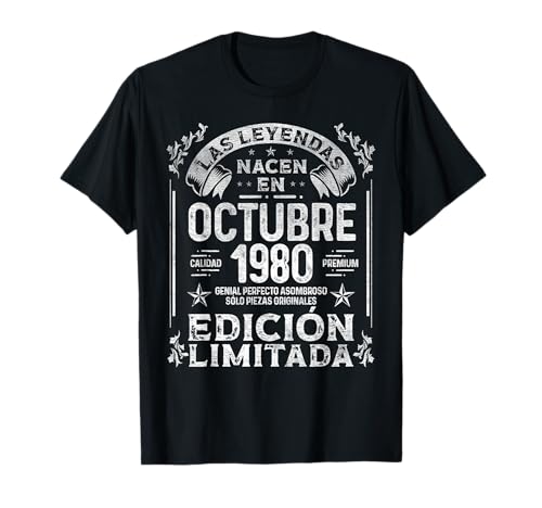 Las Leyendas nacen en Octubre de 1980 - 45 Años Cumpleaños Camiseta